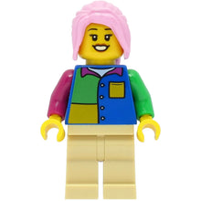 Minifig cty1474 - Passenger - Female, Blue Shirt, Tan Legs, Bright Pink Hair