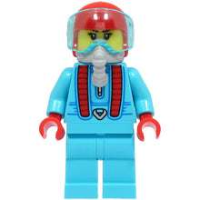 Minifig cty1496 - Stuntz Driver - Female, Medium Azure Jumpsuit and Legs, Red Helmet, Trans-Light Blue Visor, Light Bluish Gray Oxygen Mask