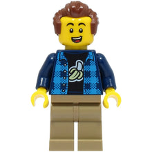 Minifig cty1498 - Stuntz Spectator - Male, Dark Blue and Dark Azure Jacket, Dark Tan Legs, Reddish Brown Hair