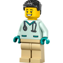 Minifig cty1533 - Veterinarian - Male, Light Aqua Scrubs, Tan Legs, Black Hair