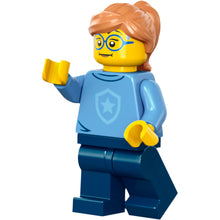Minifig cty1562 - Police - City Officer in Training Female, Medium Blue Shirt with Badge, Dark Blue Legs, Nougat Hair, Glasses