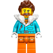 Minifig cty1612 - Arctic Explorer Captain - Male, Medium Azure Jacket, White Fur Collar, Reddish Brown Hair, Dark Orange Beard