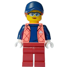 Minifig cty1632 - Female - Coral Jacket over Sweater, Dark Red Legs, Dark Blue Cap, Dark Orange Hair