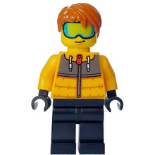 Minifig cty1634 - Male - Bright Light Orange Jacket, Black Legs, Dark Orange Hair, Ski Goggles