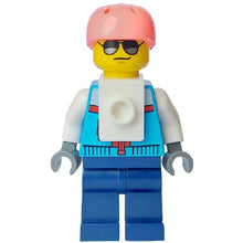 Minifig cty1635 - Rock Climber - Male, Dark Azure Jacket, Dark Blue Legs, Coral Sports Helmet, Sunglasses