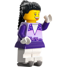 Minifig cty1636 - Ice Skater - Female, Lavender Top, White Medium Legs, Black Hair, Ice Skates