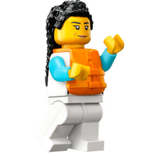 Minifig cty1641 - Arctic Explorer - Female, White Jacket over Medium Azure Shirt, White Legs, Black Hair, Orange Life Jacket