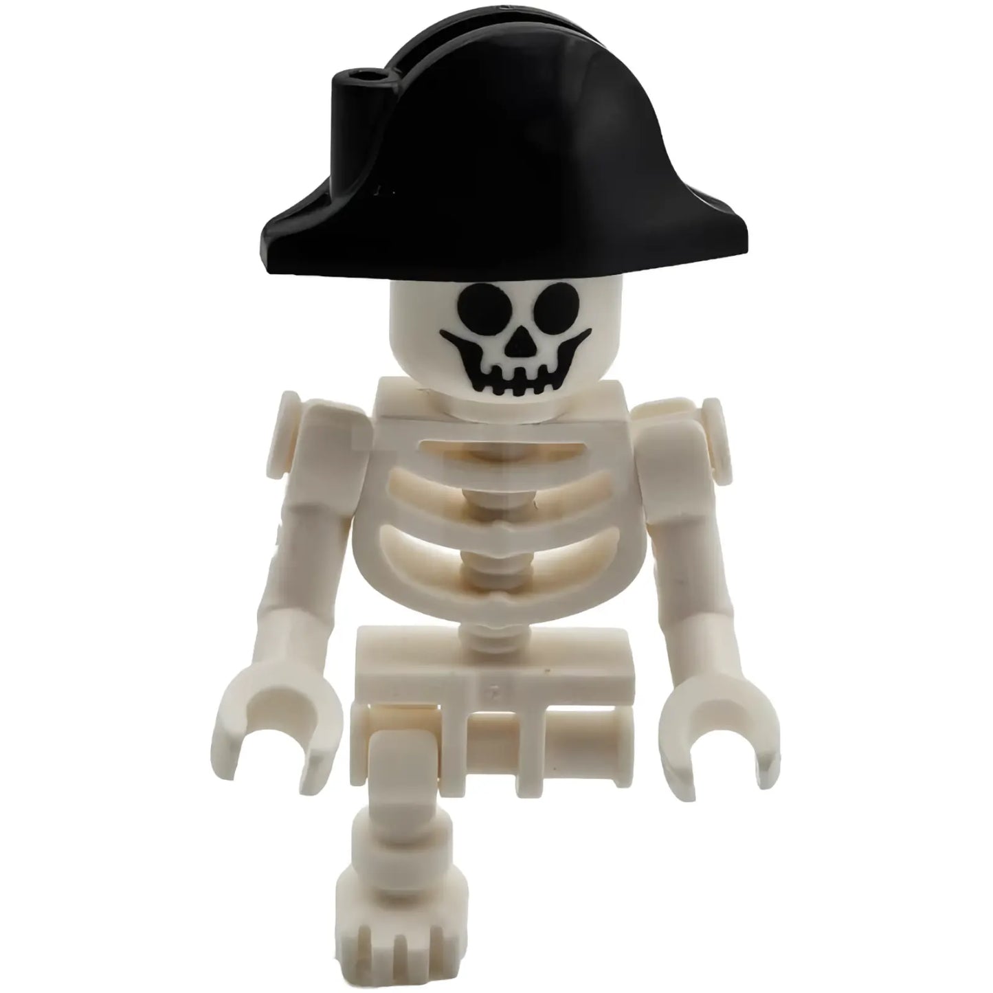 Minifig cty1659 - Skeleton - Standard Skull, Bent Arms Vertical Grip, Black Bicorne Hat, Single Leg