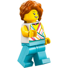 Minifig cty1681 - Plane Passenger - Female, White Halter Top and Black Choker Necklace, Medium Azure Legs, Dark Orange Hair with Braid