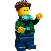 Minifig cty1685 - Video Game Player - Male, Dark Green Hoodie, Dark Blue Medium Legs, Dark Brown Coiled Hair, Dark Turquoise Headphones
