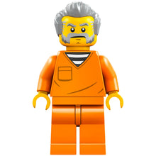 Minifig cty1701 - Police - City Jail Prisoner Male, Orange Prison Jumpsuit, Light Bluish Gray Hair, Beard and Sideburns