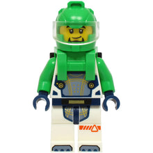 Minifig cty1706 - Astronaut - Male, White Spacesuit with Bright Green Arms, Bright Green Helmet, Bright Green Backpack with Solar Panel, Goatee