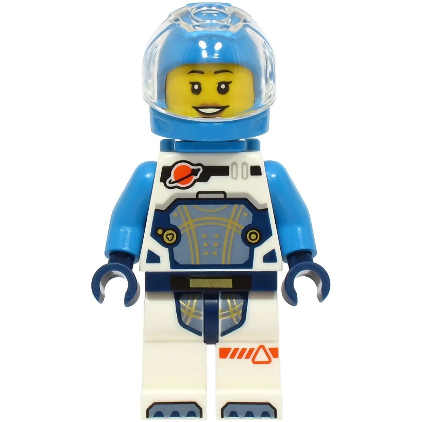 Minifig cty1707 - Astronaut - Female, White Spacesuit with Dark Azure Arms, Dark Azure Helmet, Dark Azure Backpack, Hearing Aid