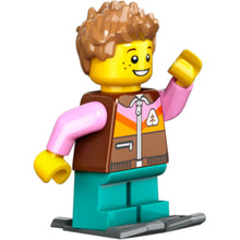 Minifig cty1637 - Boy - Reddish Brown Jacket, Dark Turqouise Short Legs, Medium Nougat Spiked Hair, Snowshoes