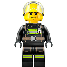Minifig cty1739 - Fire - Male, Helicopter Pilot, Black Jacket and Legs with Reflective Stripes, Neon Yellow Flight Helmet
