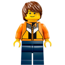Minifig cty1791 - Man - Reddish Brown Hair, Orange Jacket and Life Jacket, Dark Blue Legs
