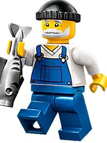 Minifig cty1799 - Fisherman - Black Knit Cap, Blue Overalls