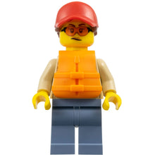 Minifig cty1793 - Woman - Red Cap, Reddish Brown Ponytail, Orange Life Jacket, Sand Blue Legs