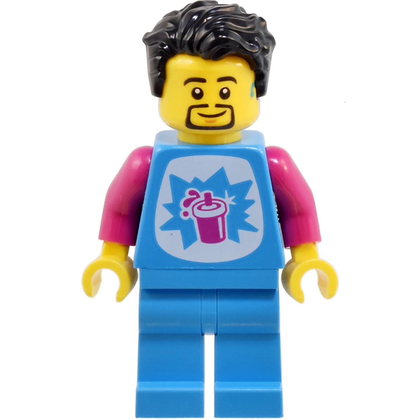 Minifig cty1804 - Robot World Slushy Vendor - Male, Dark Azure Shirt and Legs, Black Hair