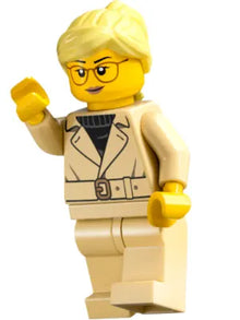 Minifig cty1812 - Sports Car Driver - Female, Tan Jacket and Legs, Bright Light Yellow Ponytail, Glasses