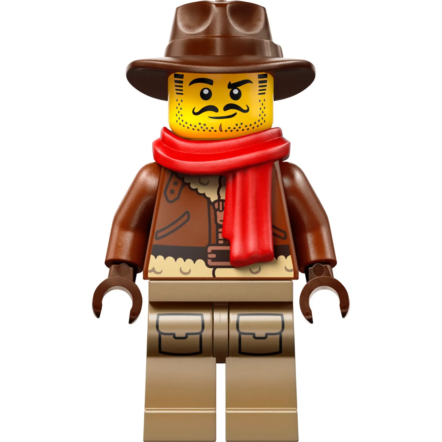 Minifig cty1896 - Arctic Explorer - Male, Reddish Brown Fedora and Coat, Dark Tan Legs, Red Scarf (Johnny Thunder)