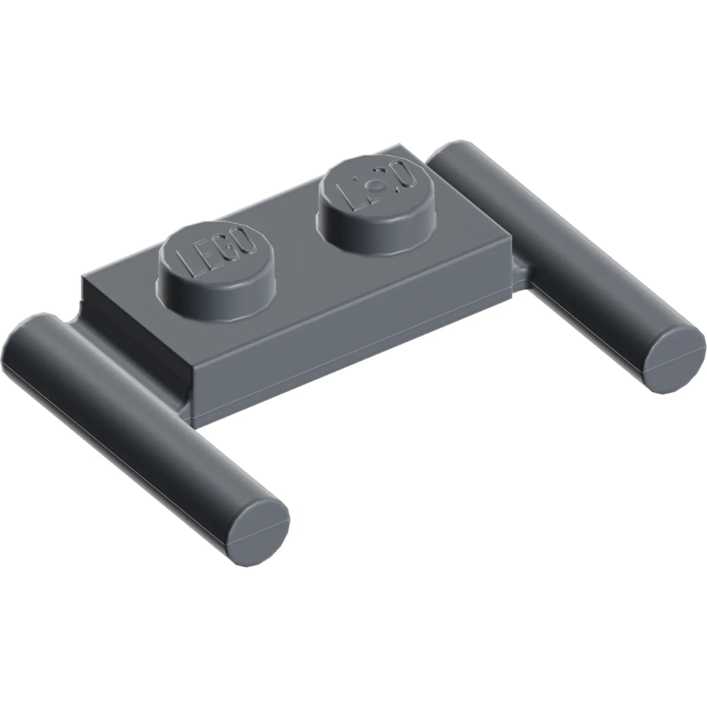 Part 3839b - Plate, Modified 1 x 2 with Bar Handles - Flat Ends, Low Attachment