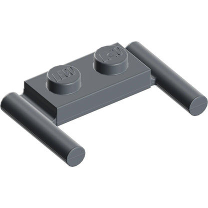 Part 3839b - Plate, Modified 1 x 2 with Bar Handles - Flat Ends, Low Attachment