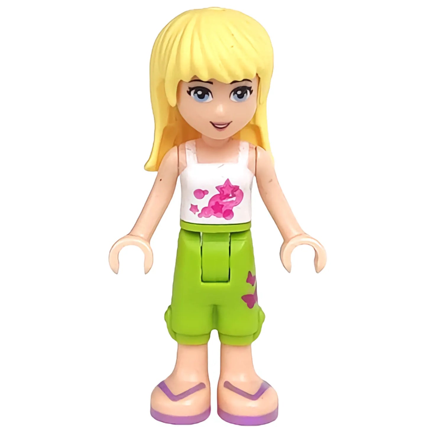 Minifigur frnd028 - Friends Stephanie - Limettengrüne kurze Hose, weißes Oberteil