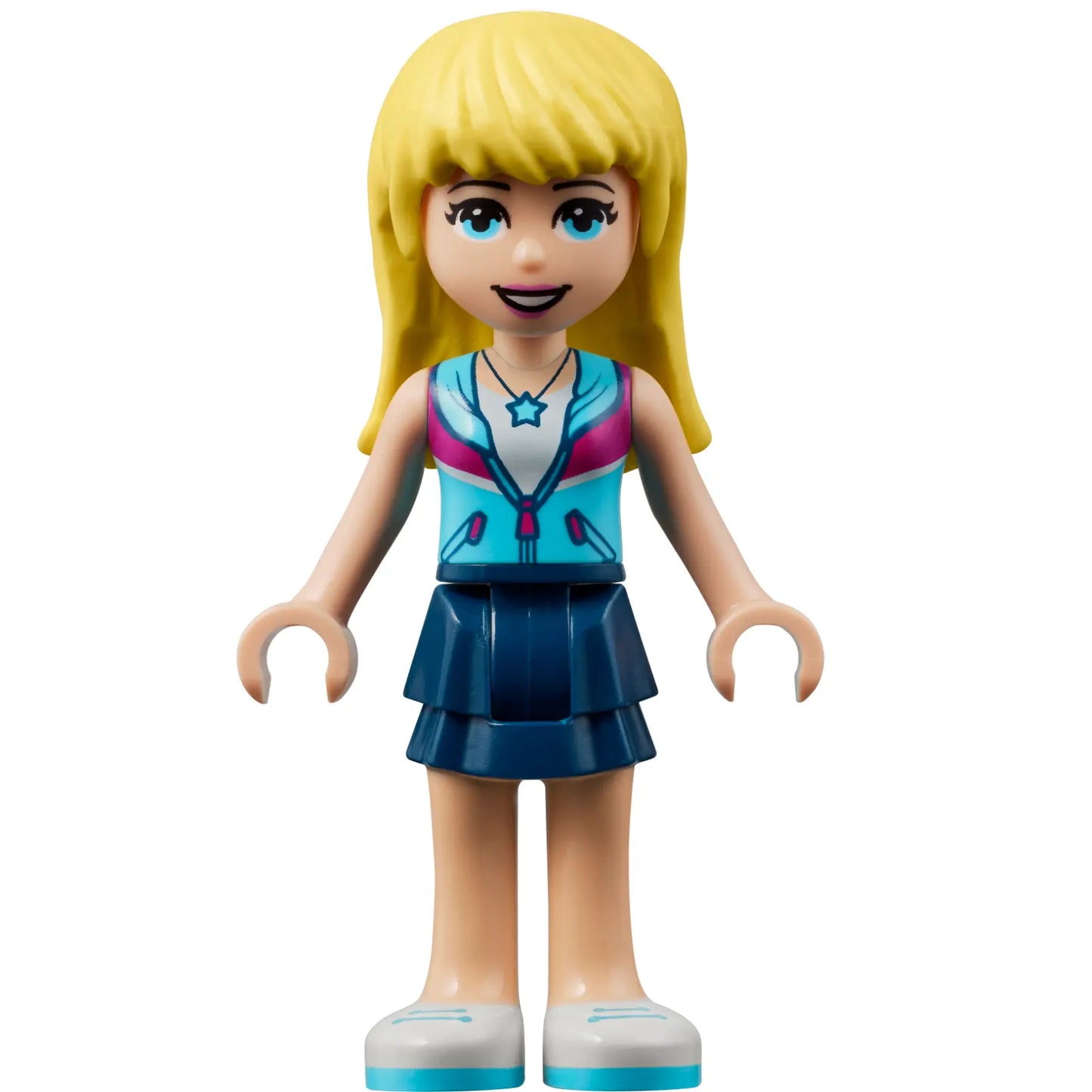 Minifig frnd256a - Friends Stephanie - Dark Blue Layered Skirt, Medium Azure and Dark Purple Jacket, Tan Neckline