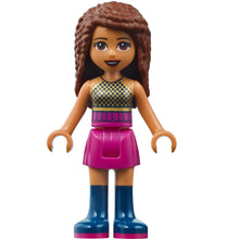 Minifig frnd296 - Friends Andrea - Dark Pink Skirt, Black Top with Gold Mesh