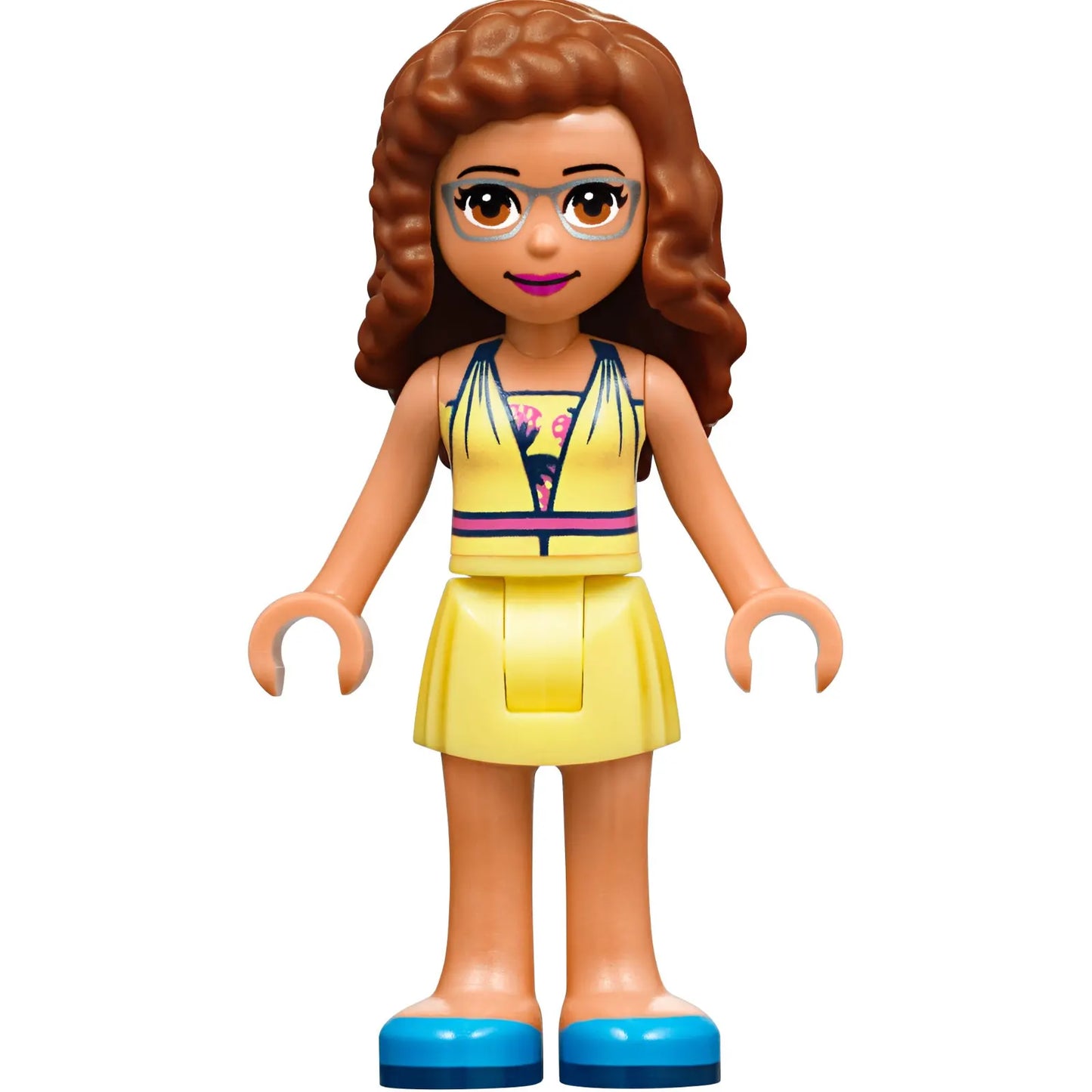 Minifig frnd350 - Friends Olivia (Nougat) - Bright Light Yellow Dress and Blue Shoes