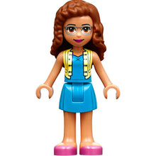 Minifig frnd351 - Friends Olivia (Nougat) - Dark Azure Skirt and Top with Bright Light Yellow Vest, Dark Pink Shoes