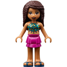 Minifig frnd386 - Friends Andrea - Magenta Layered Skirt, Dark Turquoise and Gold Top, Sunglasses