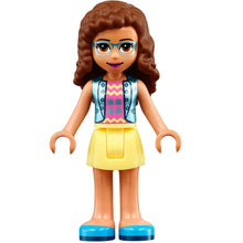 Minifig frnd391 - Friends Olivia (Nougat) - Bright Light Yellow Skirt, Dark Pink Top with Blue Jacket