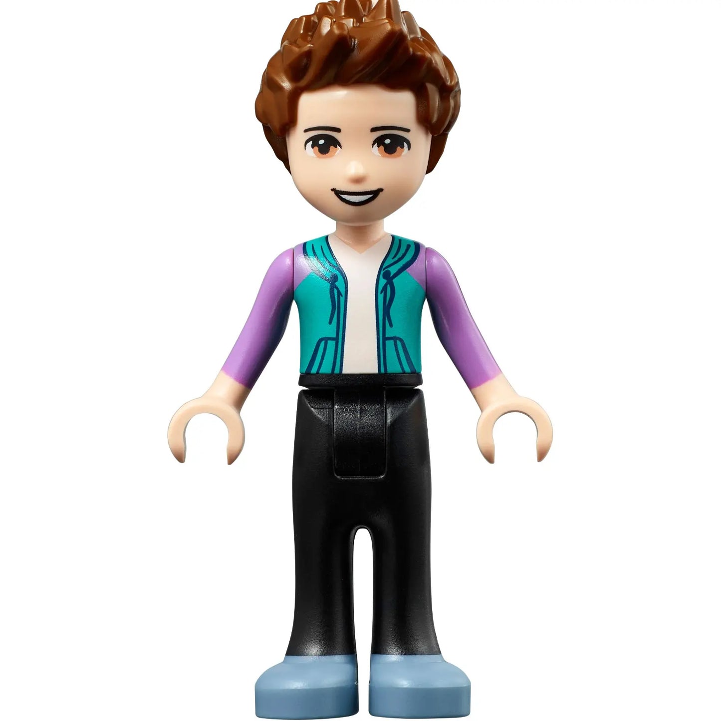 Minifigur frnd425 – Friends Ethan – Schwarze Hose, dunkeltürkisfarbener Kapuzenpullover