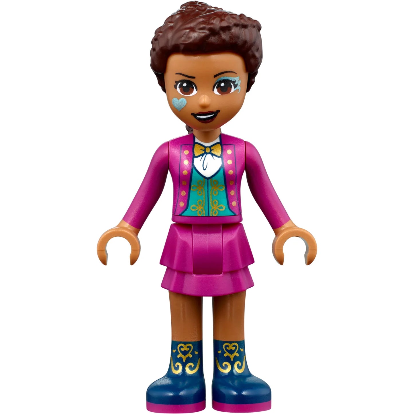 Minifig frnd467 - Friends Andrea - Magenta Jacket and Skirt, Dark Blue Boots