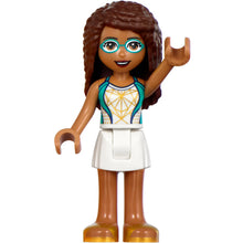 Minifig frnd480 - Friends Andrea - White Skirt, Dark Turquoise and White Swimsuit, Swim Goggles