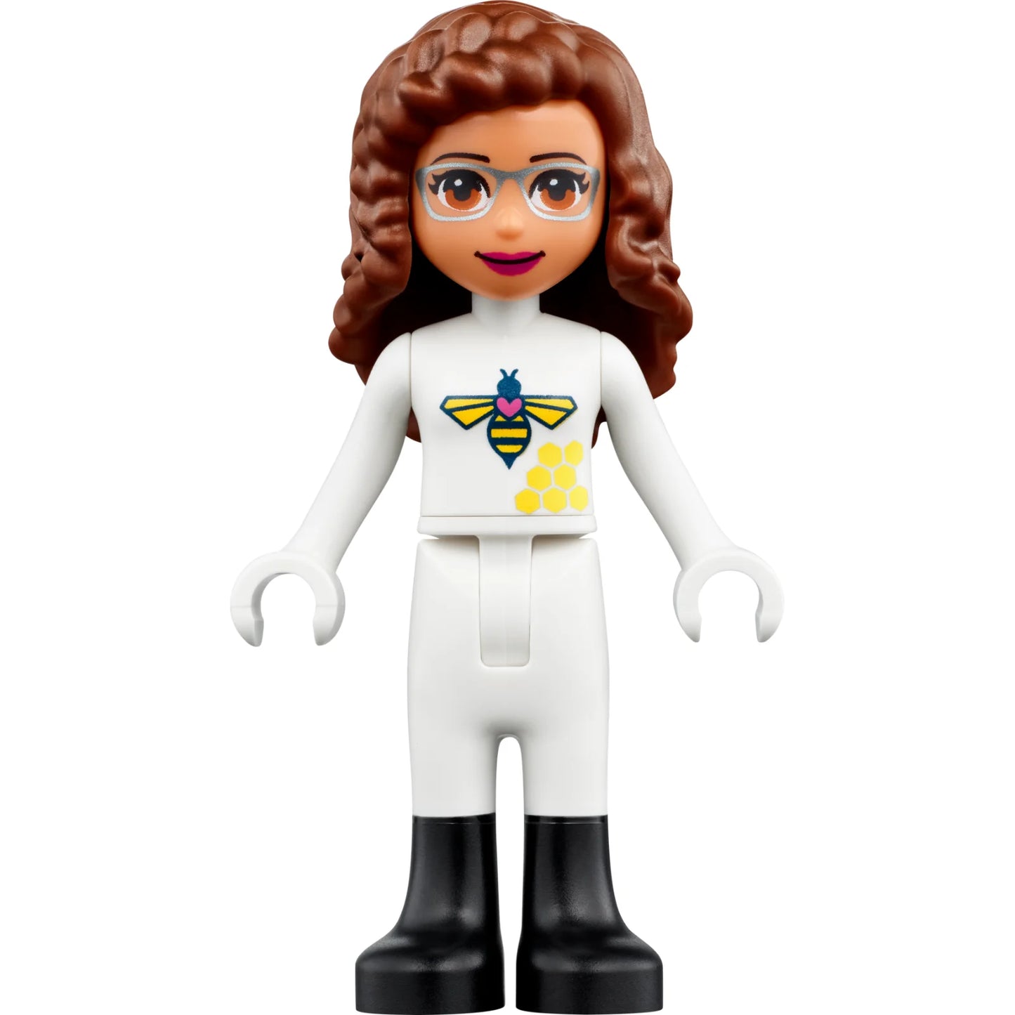 Minifig frnd498 - Friends Olivia (Nougat) - White Bee Suit and Black Boots