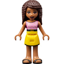 Minifig frnd517 - Friends Andrea - Yellow Skirt with Black Hem, Magenta and White Top with Belt