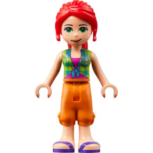 Minifig frnd549 - Friends Mia - Lime Plaid Shirt, Orange Trousers Cropped, Dark Purple Sandals, Sunglasses