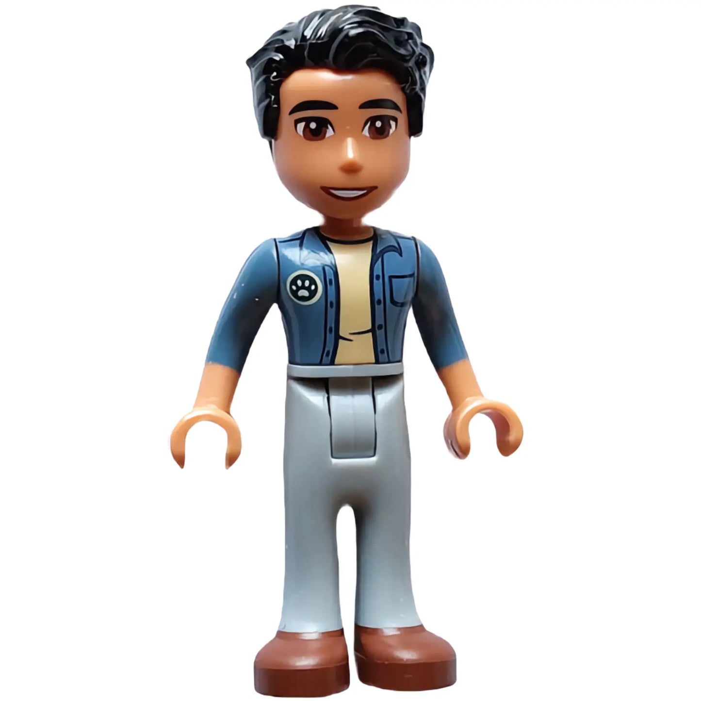 Minifig frnd595 - Friends Dr. Marlon - Sand Blue Unbuttoned Shirt, Light Bluish Gray Trousers, Reddish Brown Shoes