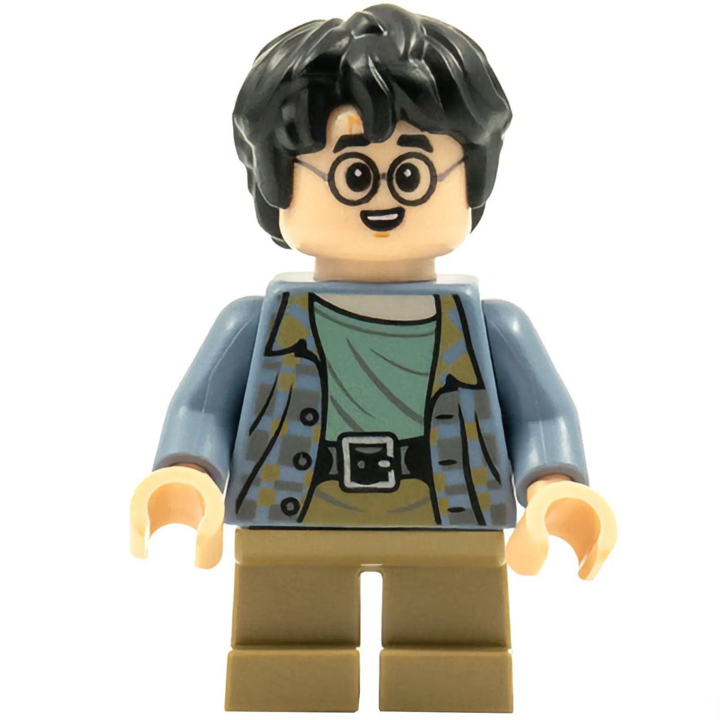 Minifigur hp256 - Harry Potter - Sandblaue Jacke, dunkelbraune kurze Beine, schmutziges Gesicht