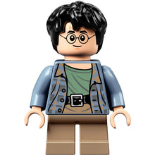 Minifig hp316 - Harry Potter - Sand Blue Jacket, Dark Tan Short Legs, Grin / Scared