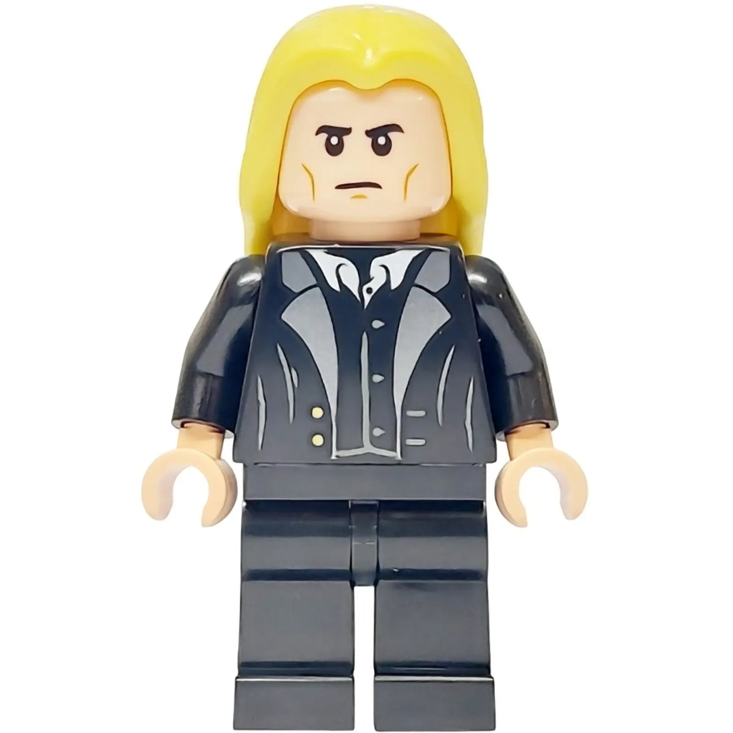 Minifig hp526 - Lucius Malfoy - Black Suit, Bright Light Yellow Hair, Plain Legs