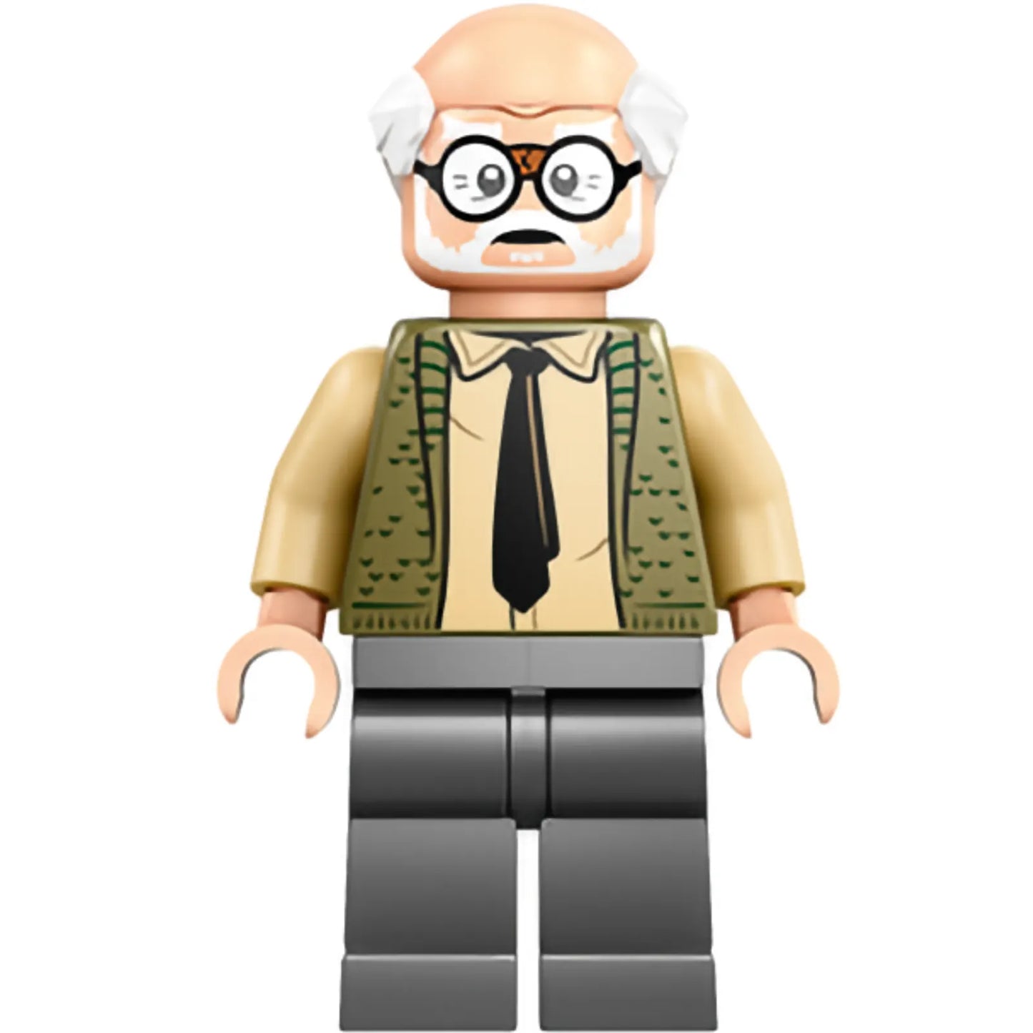 Minifig hp545 - Ernie Prang - Olive Green Vest Knit, Half Bald, Dark Bluish Gray Legs