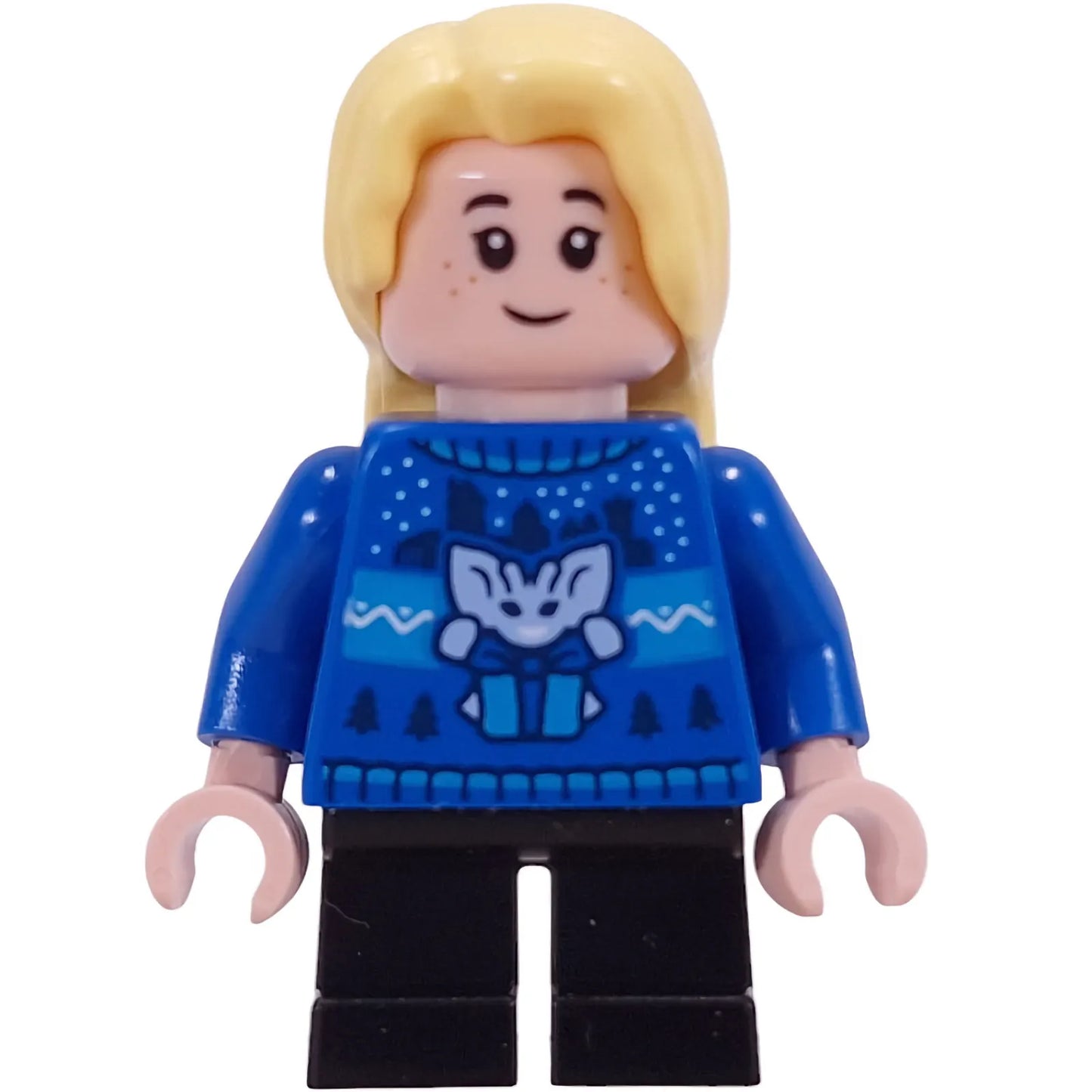 Minifig hp594 - Luna Lovegood - Blue Holiday Sweater, Black Short Legs