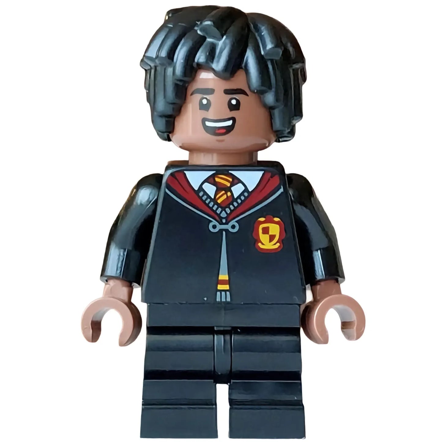 Minifig hp619 - Lee Jordan - Gryffindor Robe Clasped, Black Medium Legs, Hair Short Layered Mop Top