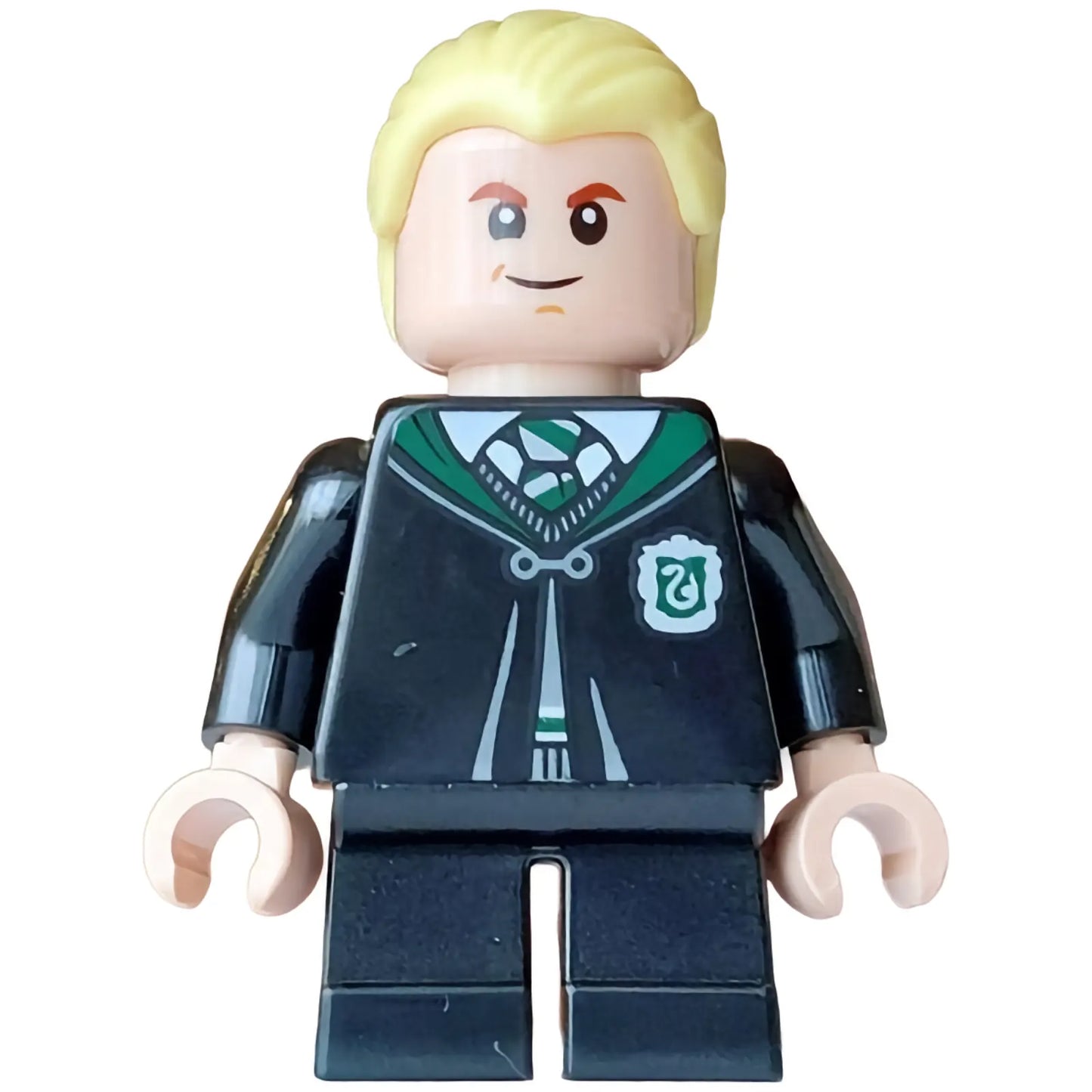 Minifig hp622 - Draco Malfoy - Black Slytherin Robe and Short Legs, Grin / Surprised