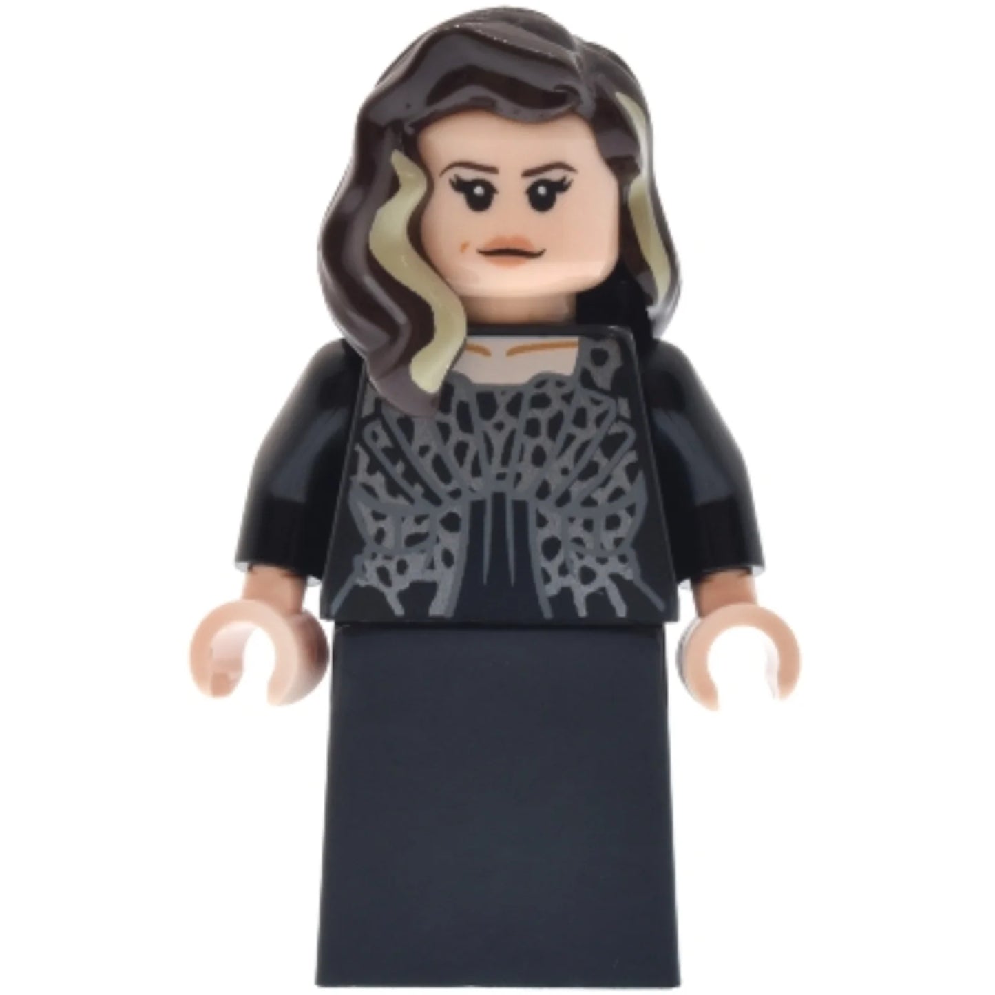 Minifig hp635 - Narcissa Malfoy - Dress with Dark Silver Highlights, Black Skirt, Smile