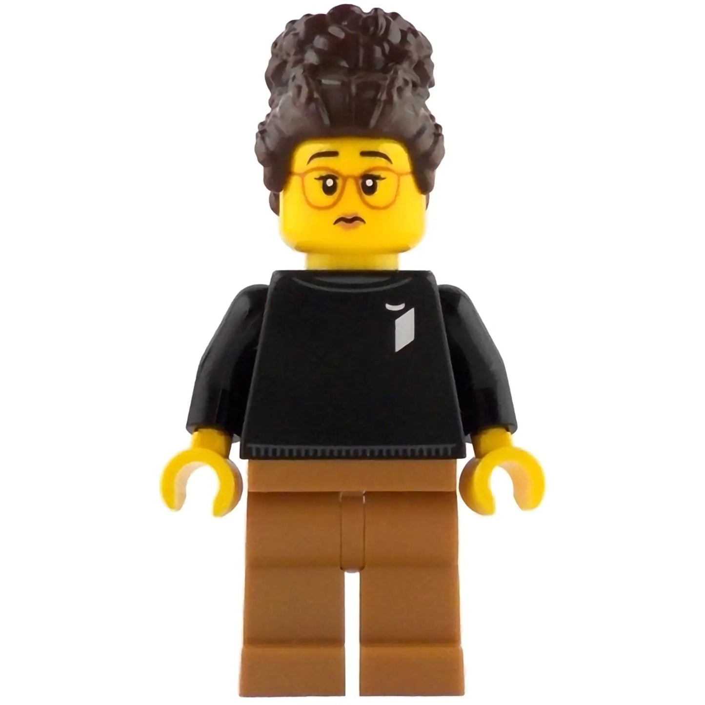 Minifig idea239 - Lego Ideas Designer - Female, Black Top with LEGO IDEAS Logo, Medium Nougat Legs